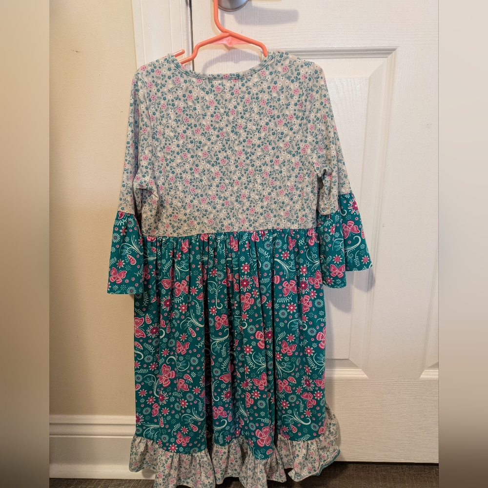 Floral Patterned Dress with Ruffle Hem - Picture 3 of 3